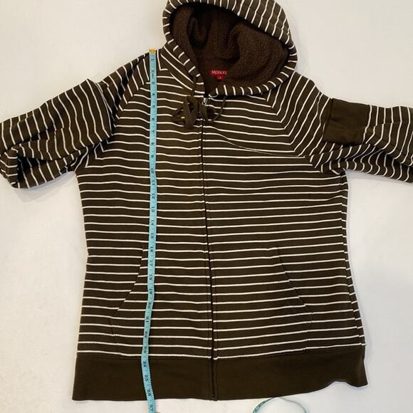 Merona Striped Thick Long Sleeve Fleece Lined Sweatshirt Dark Green Sz Lg - Picture 10 of 11